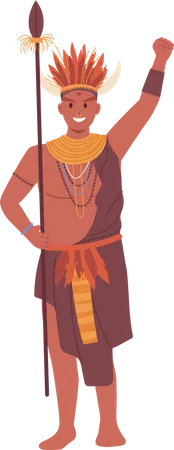Homme autochtone africain portant des vêtements ethniques tribaux  Illustration