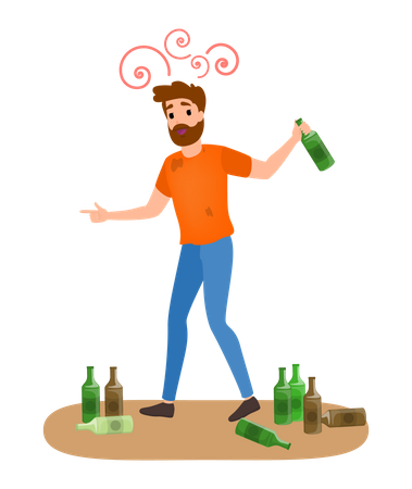 Homme accro à l'alcool  Illustration