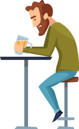 Homme accro à l'alcool  Illustration