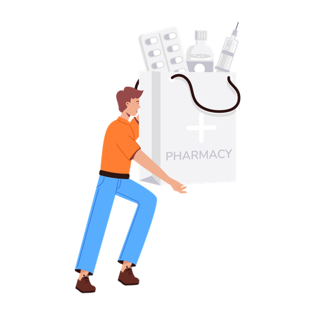 Un homme achète des médicaments auprès d'un médecin  Illustration