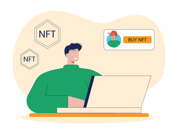 Homme achetant nft  Illustration