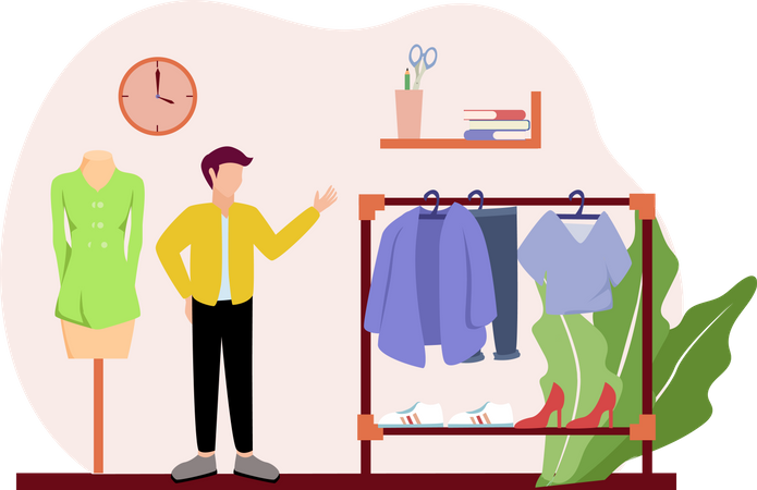 Homme achetant une robe  Illustration