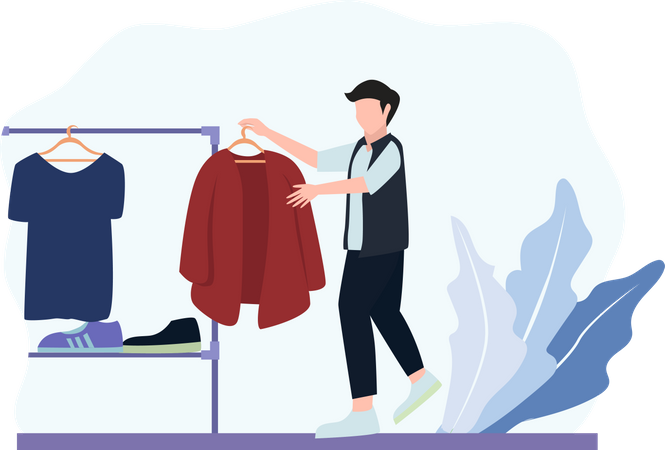 Homme achetant une robe  Illustration