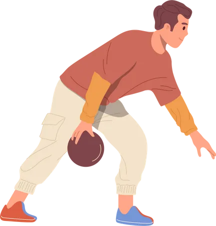 Homme actif jouant au bowling et profitant d'une activité intérieure au club de jeux  Illustration
