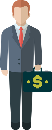 Homme affaires, tenue, mallette  Illustration