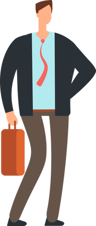 Homme affaires, tenue, mallette  Illustration