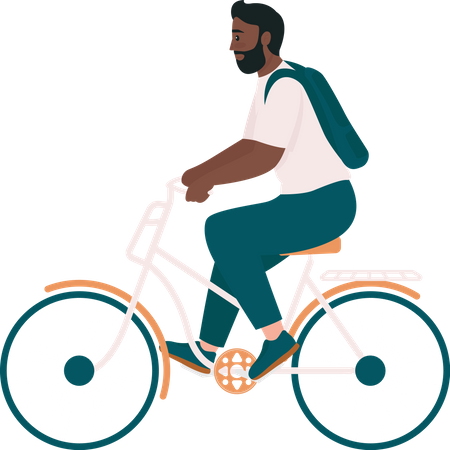Homme afro-américain en vélo  Illustration