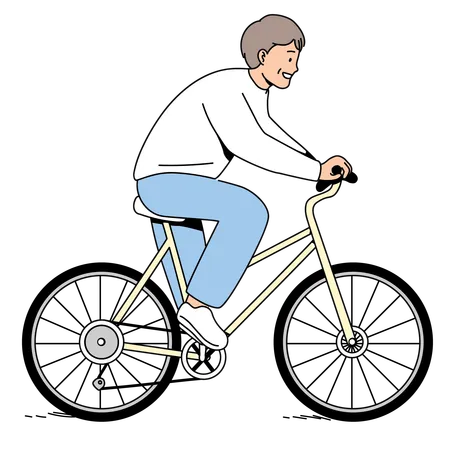 Un homme âgé faisant du vélo  Illustration