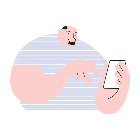 Homme âgé appelant par smartphone  Illustration