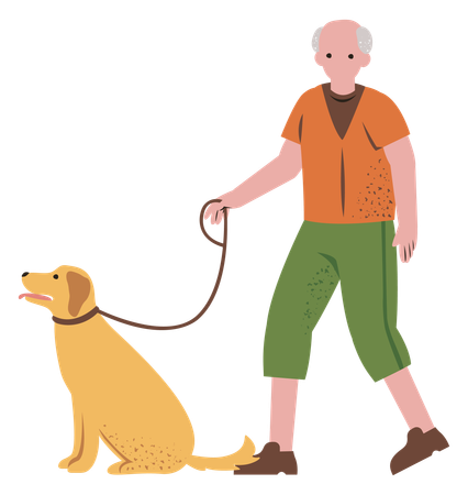 Homme âgé avec chien  Illustration