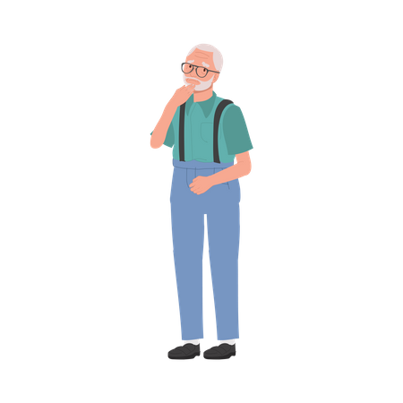 Homme âgé déprimé contemplant la vie  Illustration