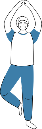 Homme âgé faisant du yoga  Illustration