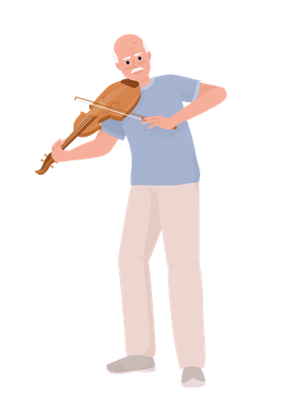 Un homme âgé jouant un instrument de musique violon  Illustration