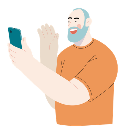 Un homme âgé parlant au téléphone  Illustration
