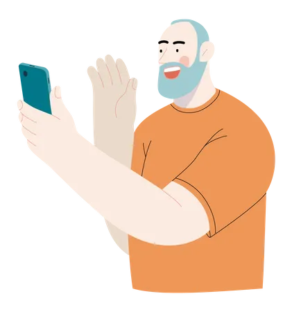 Un homme âgé parlant au téléphone  Illustration