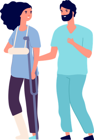 Homme aidant une femme handicapée  Illustration