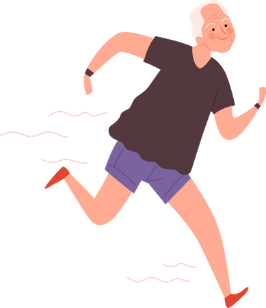 Un homme âgé fait du jogging  Illustration