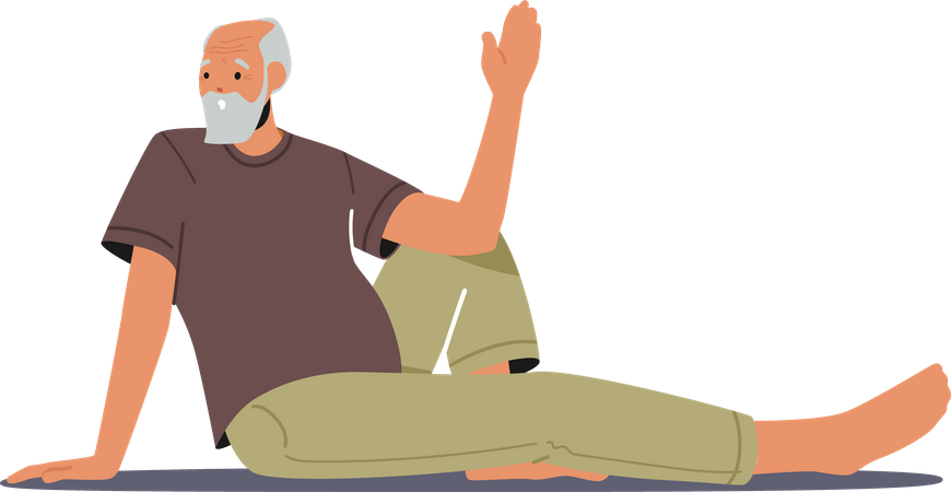 Homme âgé faisant du Yoga Asana  Illustration