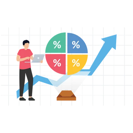 Homme ajustant les portefeuilles suite à l'augmentation des taux d'intérêt du gouvernement fédéral  Illustration