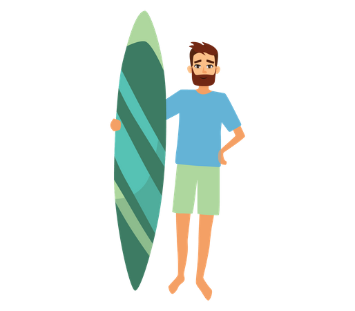 Homme qui va surfer  Illustration