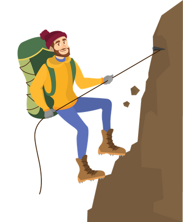 Alpiniste mâle escalade montagne  Illustration