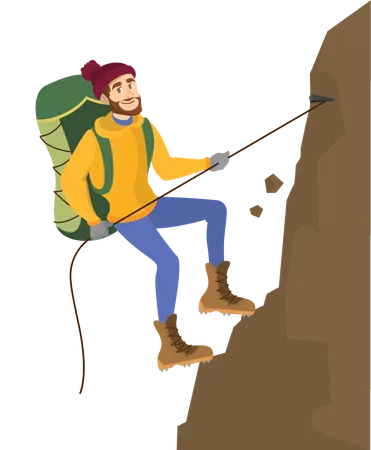 Alpiniste mâle escalade montagne  Illustration