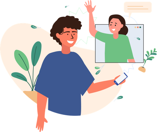 Homme et femme en appel vidéo  Illustration
