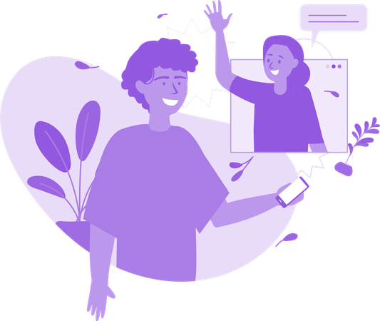 Homme et femme en appel vidéo  Illustration