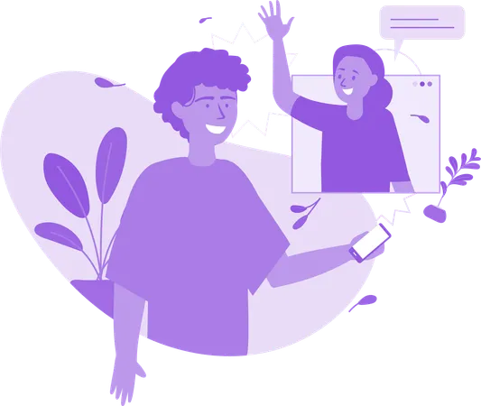 Homme et femme en appel vidéo  Illustration
