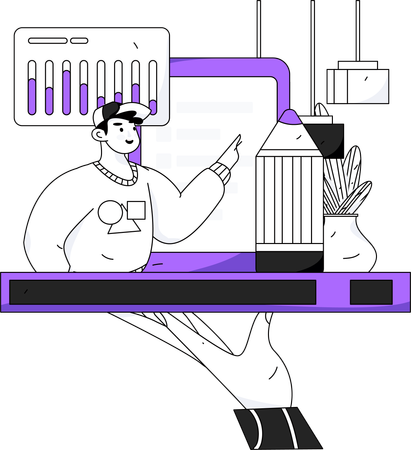 Homme analysant des données commerciales  Illustration