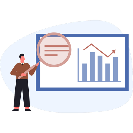 Homme analysant des données commerciales  Illustration