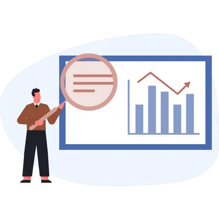 Homme analysant des données commerciales  Illustration