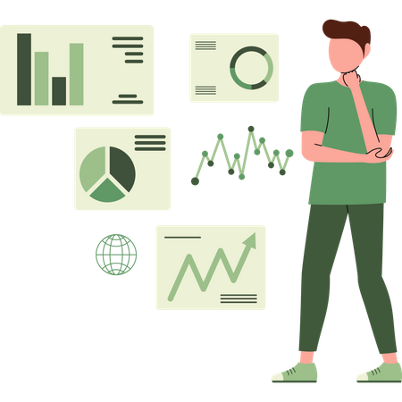 Homme analysant un graphique d'affaires  Illustration