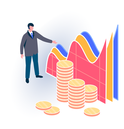 Homme analysant la crypto-monnaie  Illustration