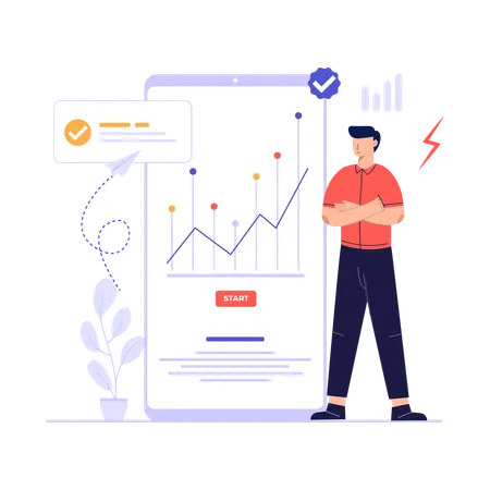 Homme analysant des données  Illustration