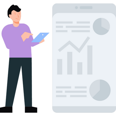 Homme analysant des données  Illustration