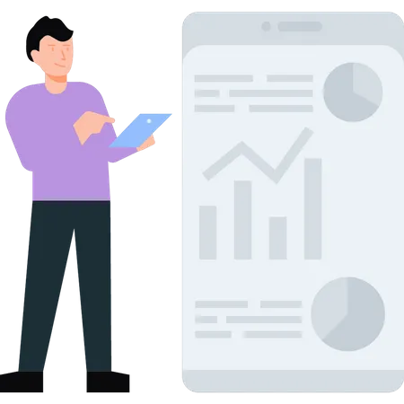 Homme analysant des données  Illustration