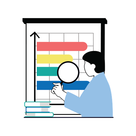 Homme analysant des données commerciales  Illustration