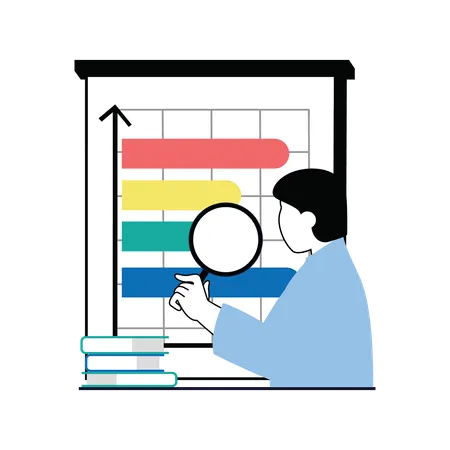 Homme analysant des données commerciales  Illustration