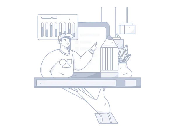 Homme analysant des données commerciales  Illustration