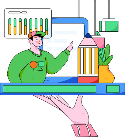 Homme analysant des données commerciales  Illustration