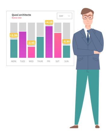 Rapport numérique d'analyse d'homme avec des données  Illustration