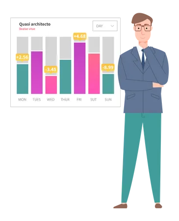 Rapport numérique d'analyse d'homme avec des données  Illustration