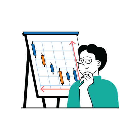 Homme analysant les actions  Illustration