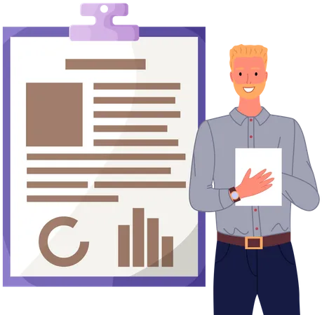 L'homme analyse les indicateurs statistiques  Illustration