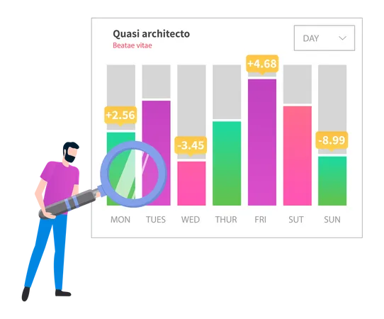 L'homme analyse le rapport numérique  Illustration