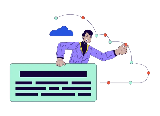 Analyste masculin cloud computing  Illustration