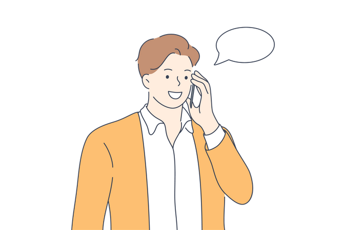 Homme appelant sur mobile  Illustration