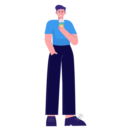 Homme appréciant la glace  Illustration