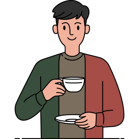 Homme appréciant le café  Illustration